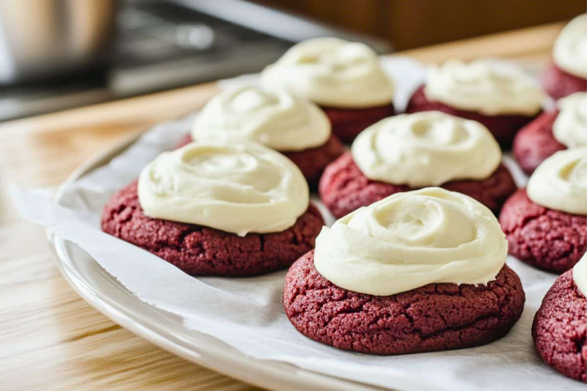 16 Easy Frosted Red Velvet Cookies