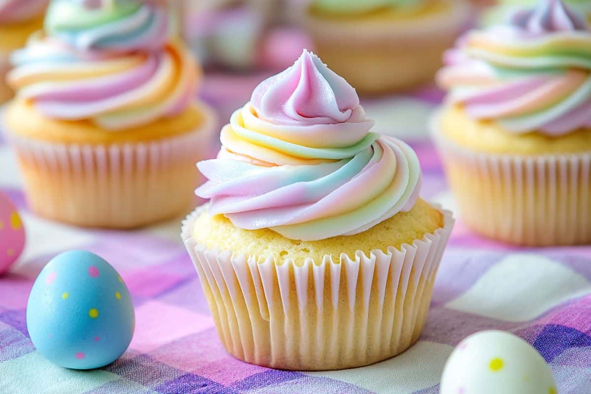 Tasty Rainbow Buttercream Easter Cupcakes