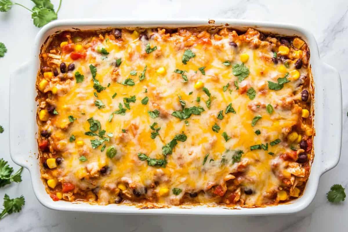 Easy One Pan Chicken Burrito Casserole