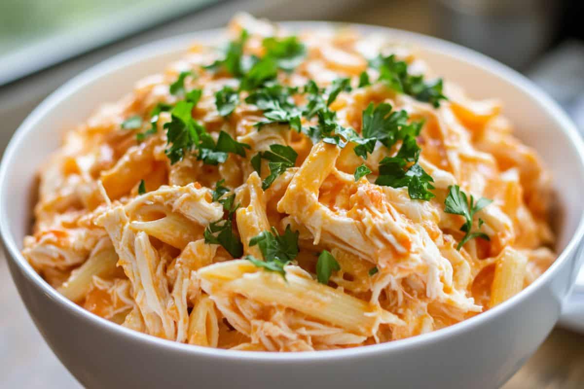 Addicting Crockpot Buffalo Chicken Pasta