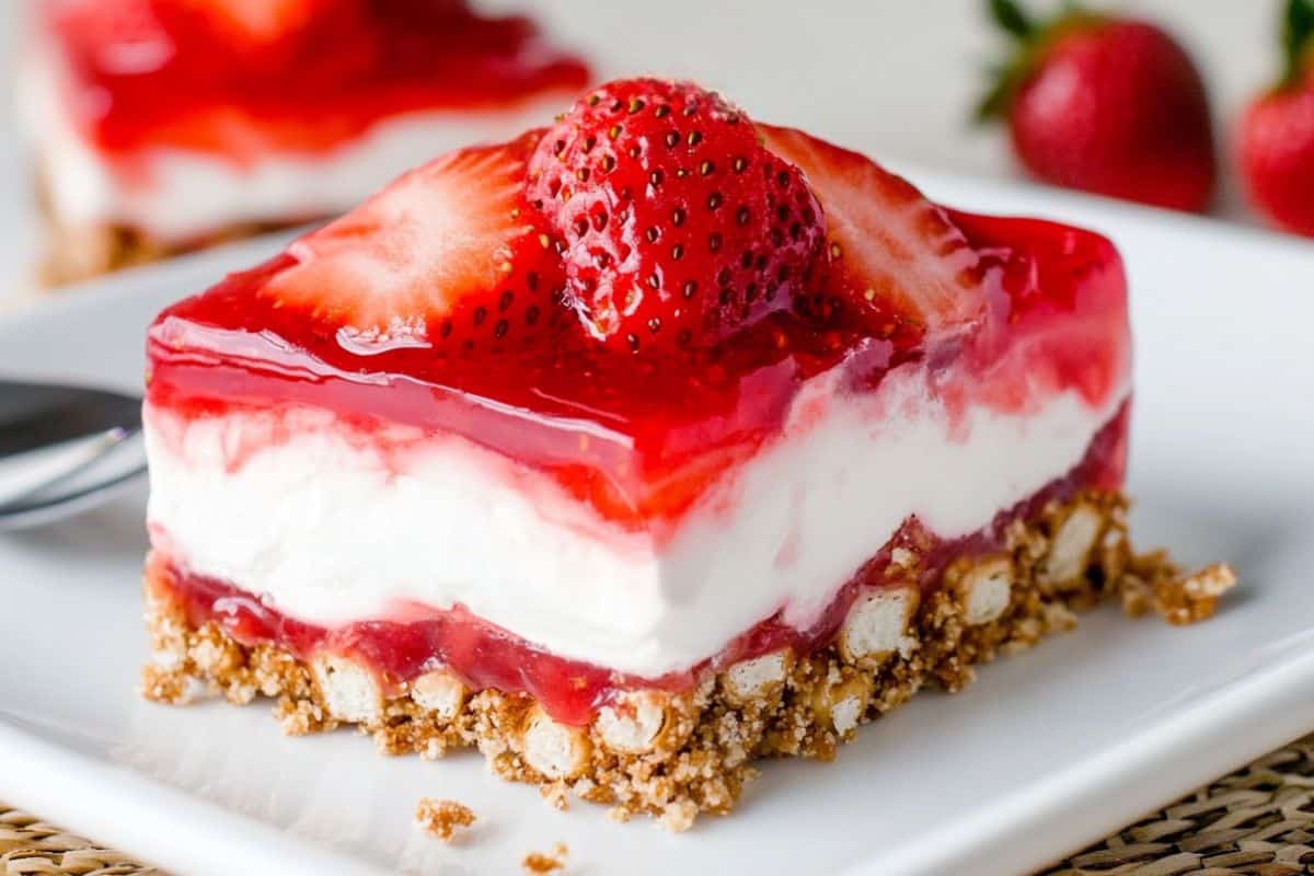 Valentine Strawberry Pretzel Dessert Bars